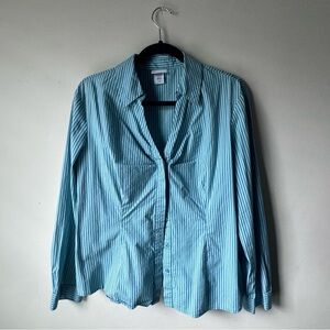 Turquoise Striped Jaclyn Hill Blouse